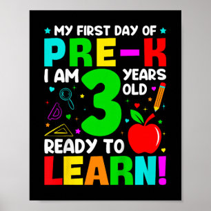 Affiche Enfants Mon Premier Jour De Pré-k 3 Ans Premier Jo