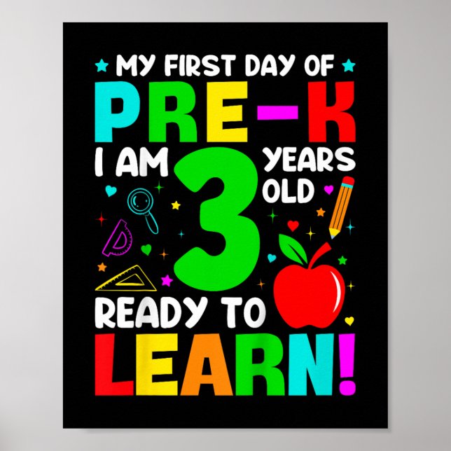 Affiche Enfants Mon Premier Jour De Pré-k 3 Ans Premier Jo (Devant)