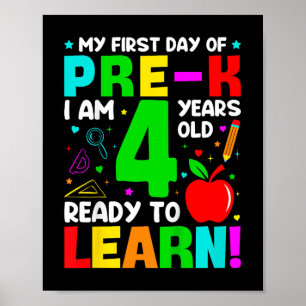 Affiche Enfants Mon Premier Jour De Pré-k 4 Ans Premier Jo