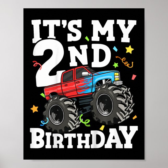Affiche Enfants Monster Camion Mon 2e anniversaire garçon  (Devant)
