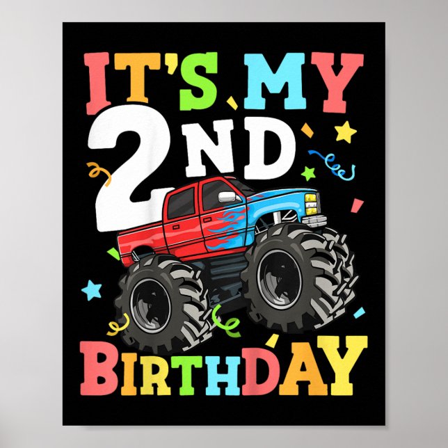 Affiche Enfants Monster Camion Mon 2e anniversaire garçon  (Devant)