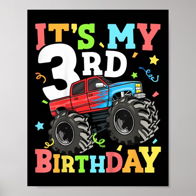 Affiche Enfants Monster Camion Mon 3e anniversaire Garçon  (Devant)