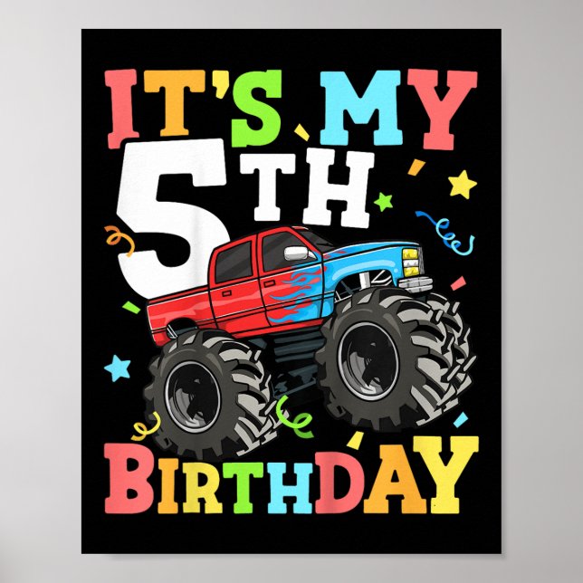 Affiche Enfants Monster Camion Mon 5e anniversaire garçon  (Devant)
