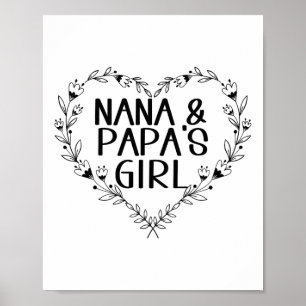Affiche Enfants Nana & Papas Girl Floral Heart To Gran