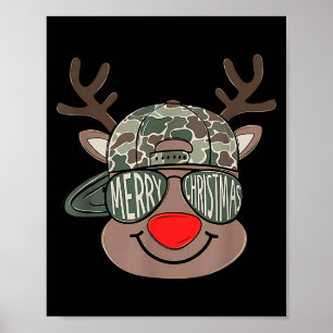 Affiche Enfants Noël Camo Garçons Renne Camo Joyeux Noël 