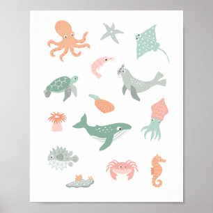 Affiche Enfants nourriciers d'animaux marins