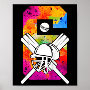 Affiche Enfants Numéro 6 Ans Cricket 6ème Anniversaire 1