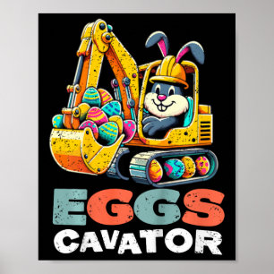 Affiche Enfants OEufs Cavateur Lapin de Pâques Excavateur