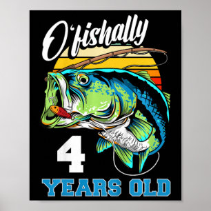Affiche Enfants officielement 4 ans pêcheur 4ème anniversa