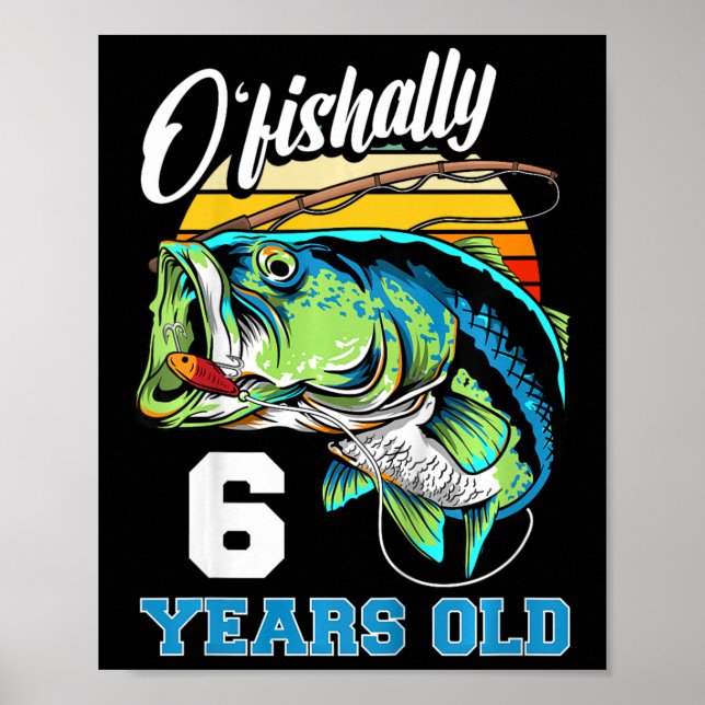 Affiche Enfants Ofish 6 Ans Pêcheur 6e Anniversaire (Devant)