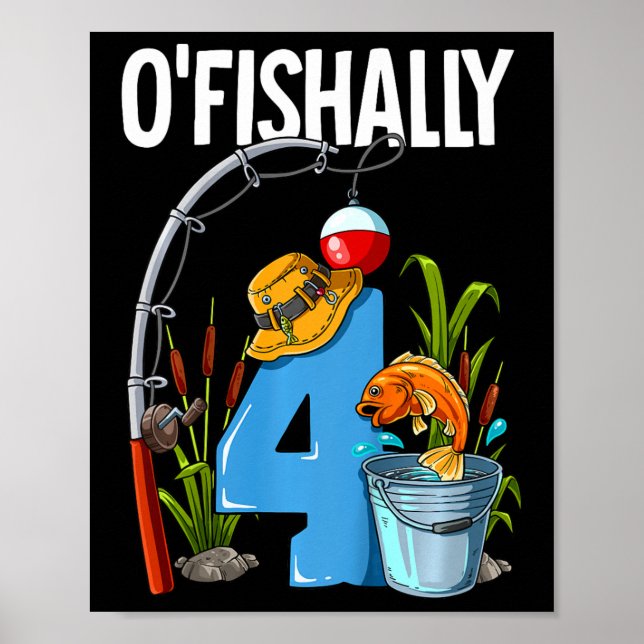 Affiche Enfants O'Fishally 4 ans 4e anniversaire Pêche (Devant)