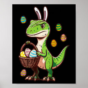 Affiche Enfants Pâques Dinosaure Trex Œuf Chasse Garçons E