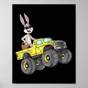 Affiche Enfants Pâques Rabbit équitation Monster Camion Fu
