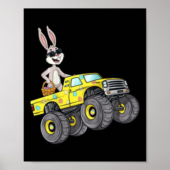 Affiche Enfants Pâques Rabbit équitation Monster Camion Fu (Devant)