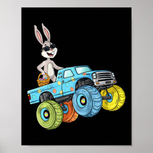 Affiche Enfants Pâques Rabbit équitation Monster Camion Fu