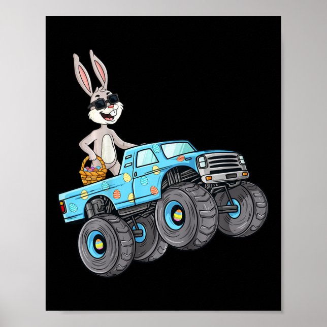 Affiche Enfants Pâques Rabbit équitation Monster Camion Fu (Devant)