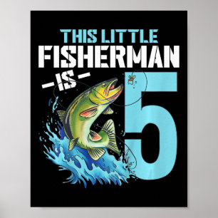 Affiche Enfants Pêche Anniversaire Chemise 5 ans Garçon Fi
