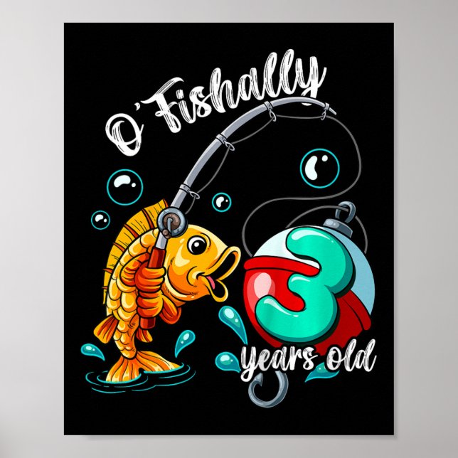 Affiche Enfants pêcheurs à 3 ans 3ème anniversaire pêche  (Devant)