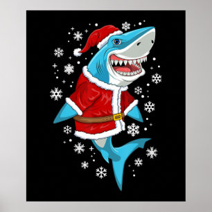 Affiche Enfants Père Noël Sharkmas Noël Enfants