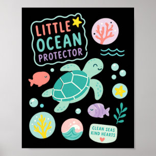 Affiche Enfants petit protecteur de l'océan tortue de mer