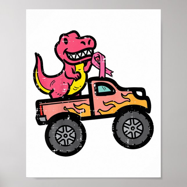 Affiche Enfants Pink Dino Monster Camion cancer du sein de (Devant)