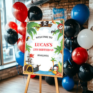 Affiche Enfants Pirate Ship Ahoy Matey Anniversaire Bienve