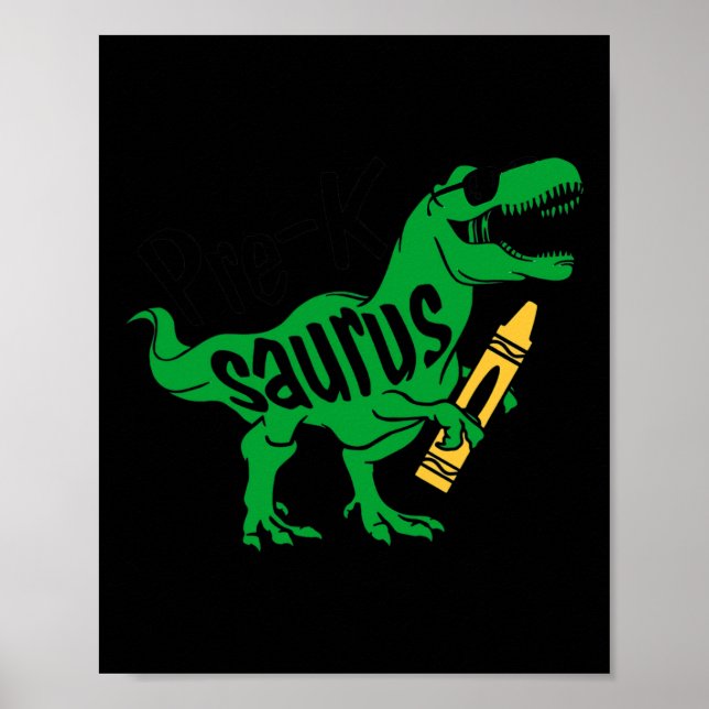Affiche Enfants Premier jour de Pré K Saurus Trex Filles G (Devant)