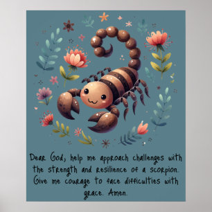 Affiche Enfants prière chrétienne Woodland Scorpion sur bl
