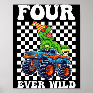 Affiche Enfants quatre pour toujours sauvage dinosaure Mon
