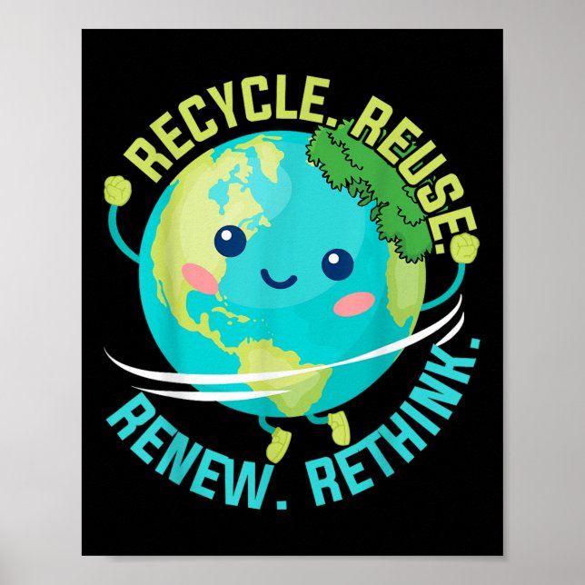 Affiche Enfants Recycler Réutiliser Repenser Repenser Jour (Devant)