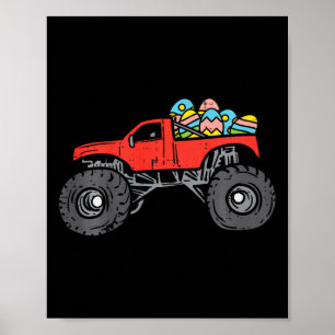 Affiche Enfants Red Monster Truck Eggs Easter Egg Chasse G