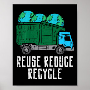 Affiche Enfants réutiliser Réduire Recycle Garge Camion Ea