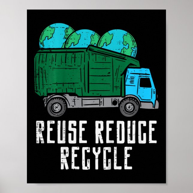 Affiche Enfants réutiliser Réduire Recycle Garge Camion Ea (Devant)