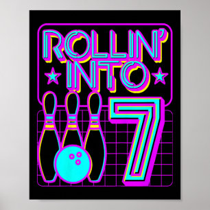 Affiche Enfants Rollin In 7 Bowling Bowler 7e Anniversaire