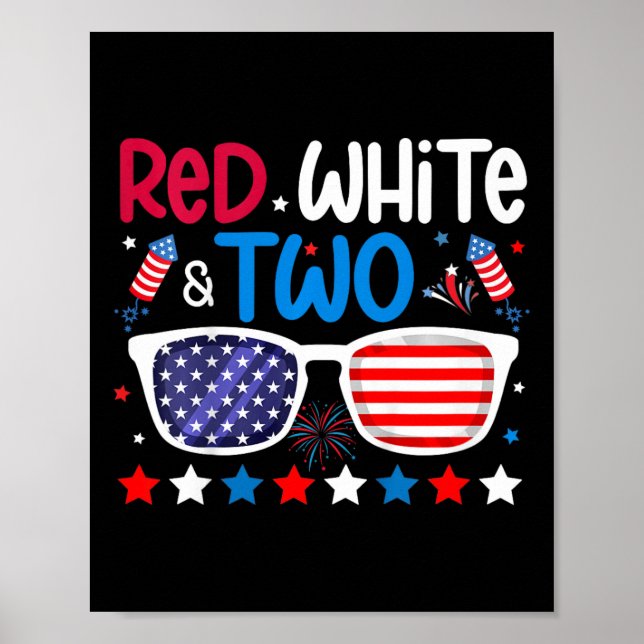 Affiche Enfants Rouge Blanc Et Deux 2e Anniversaire 4 Juil (Devant)