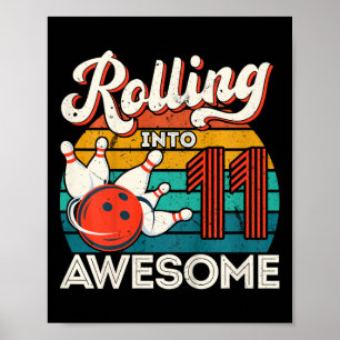 Affiche Enfants roulent dans 11 ans 11e Bowling Anniversai