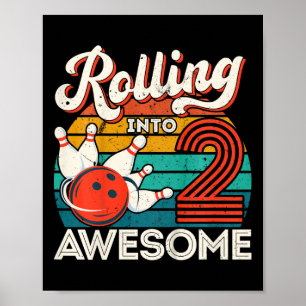 Affiche Enfants roulent en 2 ans 2e bowling parc d'anniver
