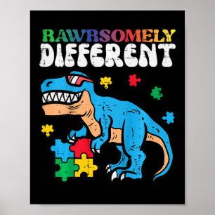 Affiche Enfants Sensibilisation sur l'autisme Dino Rawrsom
