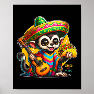 Affiche Enfants Singe Mexicain Avec Sombrero Et Poncho Cin