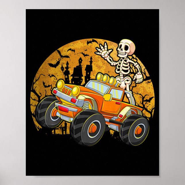 Affiche Enfants Skeleton équitation Monster Camion Hallowe (Devant)