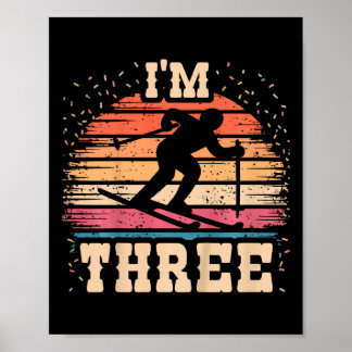 Affiche Enfants Ski 3 ans Anniversaire Garçon fille 3e Ski