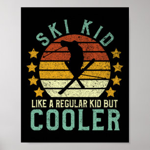 Affiche Enfants skieurs drôles jeune skieur vintage et amo