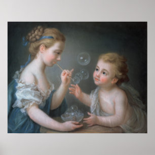 Affiche Enfants soufflant des bulles