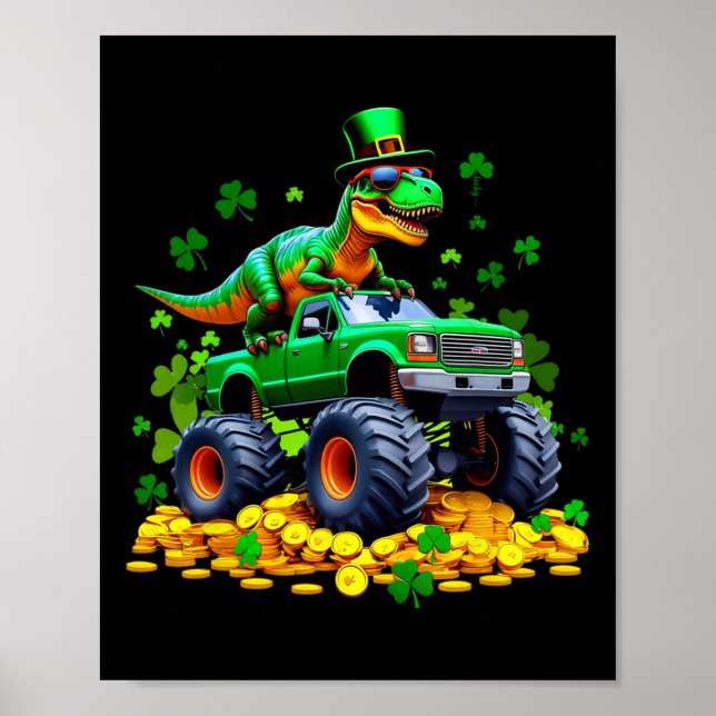 Affiche Enfants St Patricks Day 2026 - Monstre à cheval Di (Devant)