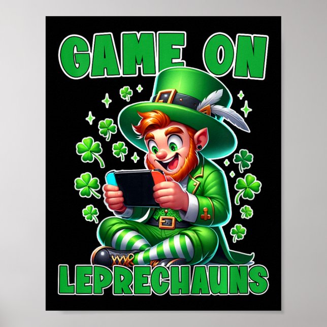 Affiche Enfants St. Patrick's Video Game Tee Game sur Lepr (Devant)