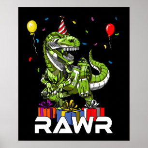 Affiche Enfants T-Rex Dinosaur Robot Rawr Anniversaire Boy