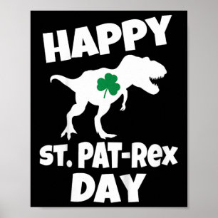 Affiche Enfants T-rex dinosaure drôle de la Saint-Patrick
