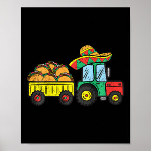 Affiche Enfants Taco Tracteur Cinco De Mayo Fête Mexicaine