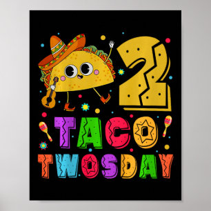 Affiche Enfants Taco Twosday - Dos Toddler Anniversaire Pa