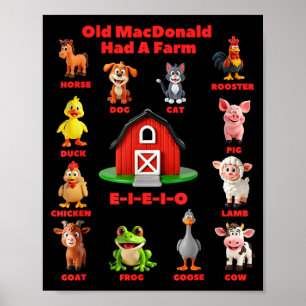Affiche Enfants Tout-petits Old Macdonald Avait Une Ferme